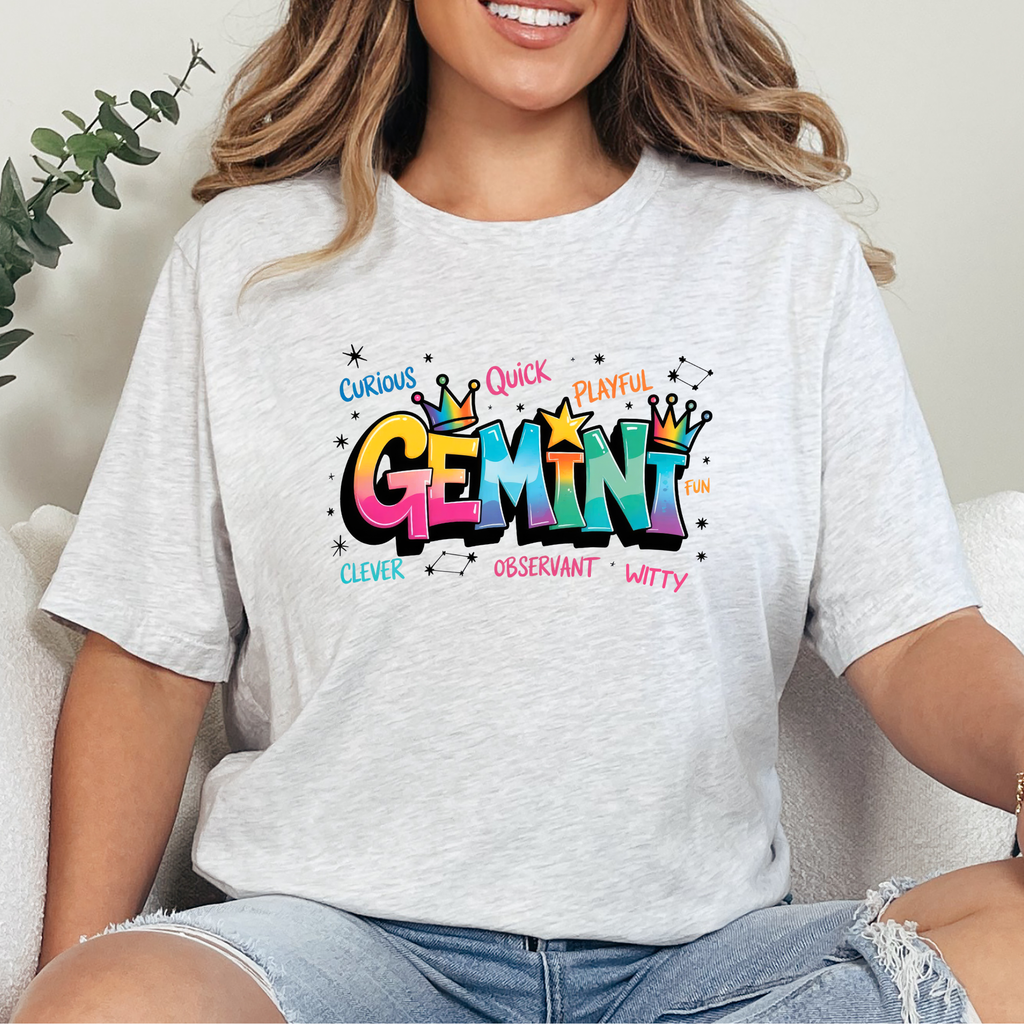 Wholesale Zodiac Signs Graffiti Graphic Tee - Gemini - Ash Tee
