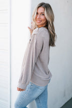Eden Raw Edge Detail Waffle Knit V Neck Top