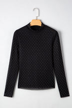 Anastasia Rhinestone Embellished Mesh Long Sleeve Top