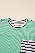 Claire Contrast Striped Patchwork Long Sleeve Top