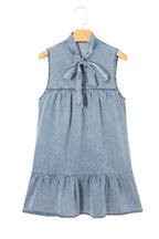 Clare Sleeveless Ruffled Chambray Dress