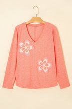 Rachel Floral Patchwork V Neck Long Sleeve Top