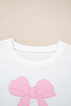 Beige Big Bow Accent Plus Size Drop Shoulder Sweatshirt