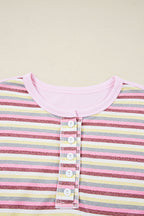 Khloe Patchwork Loose Henley Sweatshirt