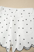 Elise Embroidered Scallop Hem Shorts