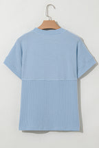 Madison Plain Corded Knit Mock Neck Top