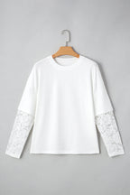 Hallie Lace Long Sleeve Insert Drop Shoulder Top