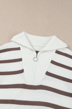 Iris Striped Zip Collared Loose Sweater Mini Dress