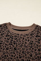 Annie Ribbed Trim Leopard Top