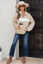 Nicole Colorblock Patchwork Zipped Pullover