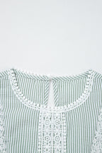 Meredith Stripe Lace Patchwork Crew Neck Tank Top
