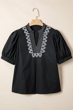 Raelynn Contrast Embroidered Detail Blouse