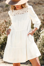 Whitley Floral Lace Patchwork Tiered Mini Dress