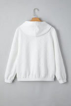 Magnolia Cable Lattice Texture Kangaroo Pocket Hoodie