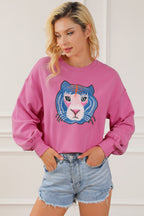 Regina Chic Tiger Embroidered Casual Sweatshirt