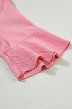 Capri Ruffled Half Sleeve V Neck Textured Top.