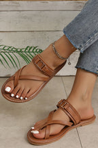 Everleigh Buckle Leathered Flat Slippers