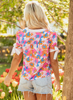 Aleia Floral Knotted Short Sleeve Blouse