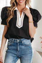 Remington Collar Short Sleeve Blouse