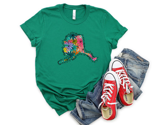 Wholesale Alaska Floral Graphic Tee - White