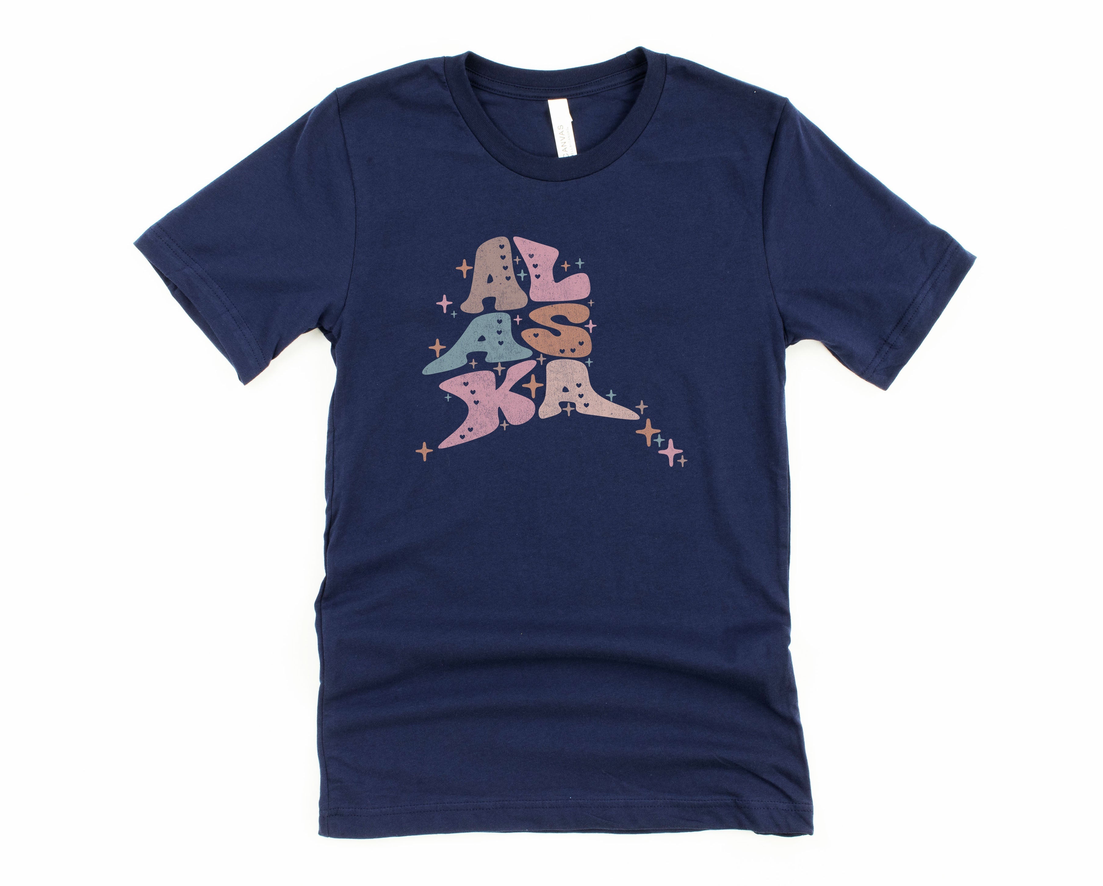 Wholesale Pastel Alaska Graphic Tee - Navy