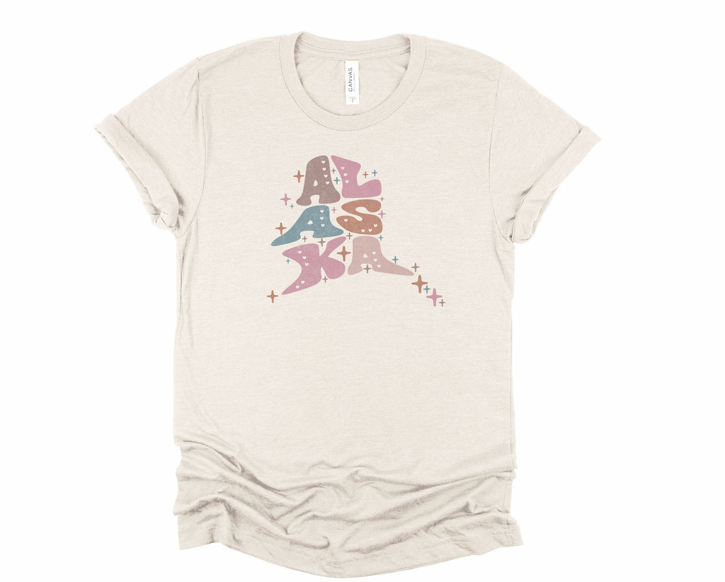 Wholesale Pastel Alaska Graphic Tee - Heather Sand