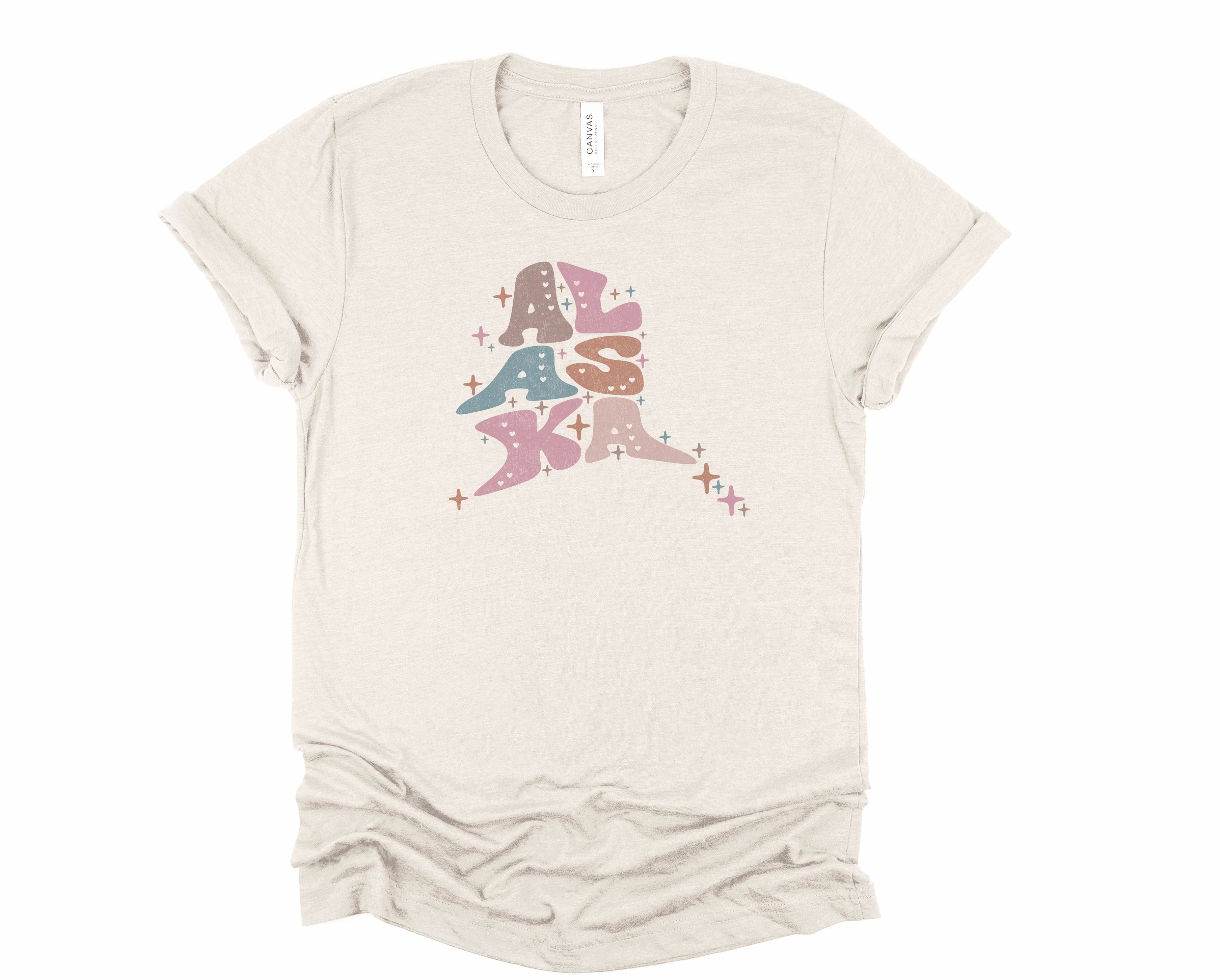 Wholesale Pastel Alaska Graphic Tee - Heather Sand