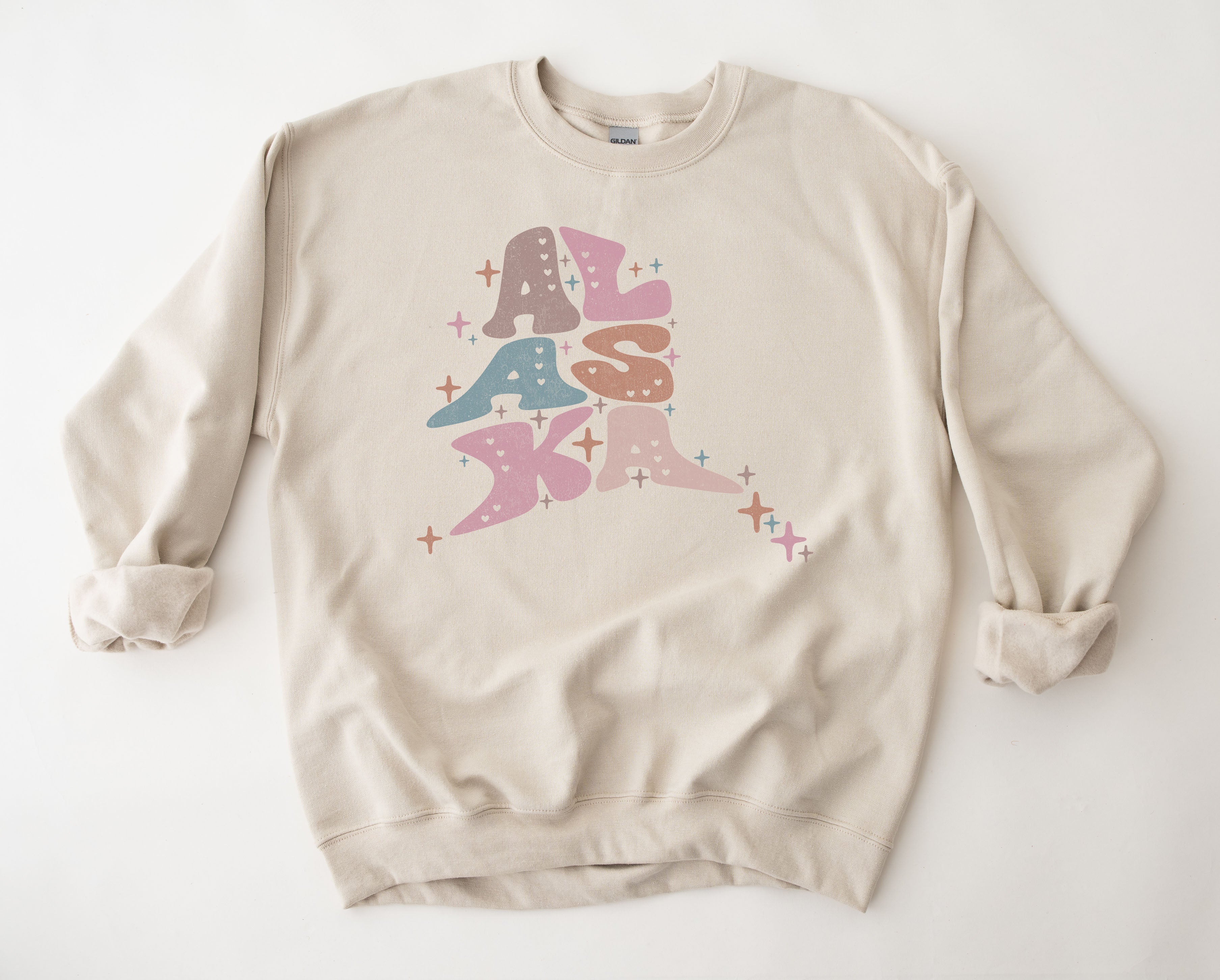 Wholesale Pastel Alaska Graphic Tee - Sand Sweatshirt