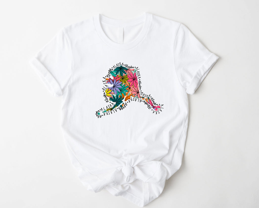 Wholesale Alaska Floral Graphic Tee - Mint