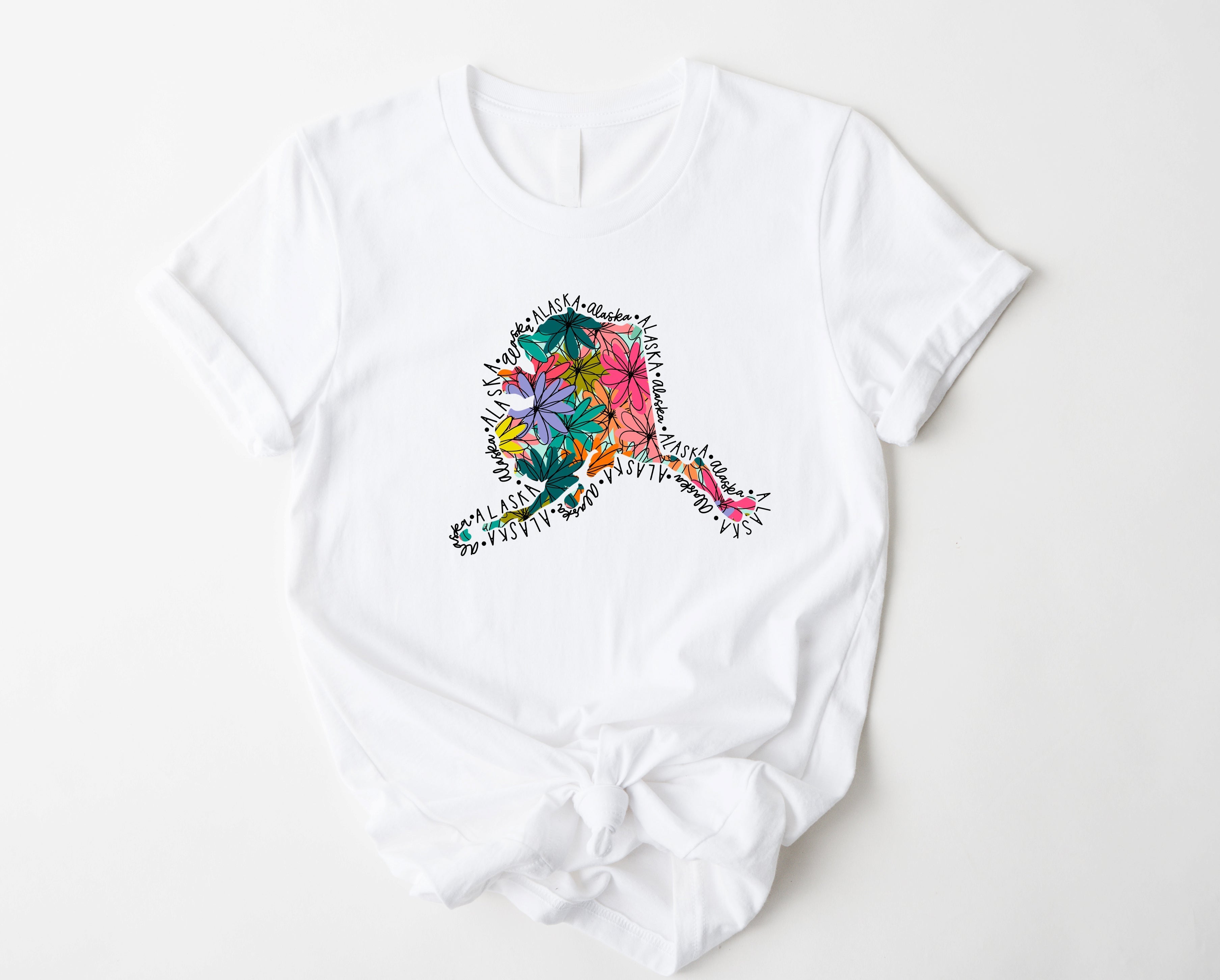 Wholesale Alaska Floral Graphic Tee - Mint
