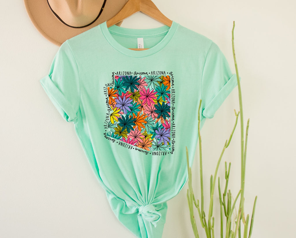 Wholesale Arizona Floral Graphic Tee - Kelly Green