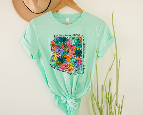 Wholesale Arizona Floral Graphic Tee - Kelly Green