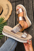 Cattleya Buckle Wedge Platform Slippers