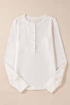 Teresa Color Waffle Half Long Sleeve Top