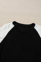 Bailey Patchwork Long Sleeve Ribbed Blouse