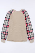 Alina Plaid Raglan Sleeve Sweatshirt