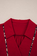 Alma Contrasted Trim Textured Blouse
