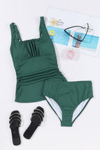 Amiri Ruched U Neck Ribbed Tankini