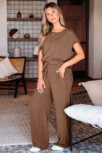 Megan Corded Short Sleeve Top and Casual Pants Set