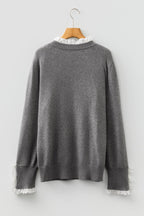 Katelyn Patchwork Cuffs Loose Sweater