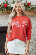Aliella Letter Graphic Loose Long Sleeve Top