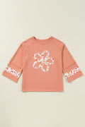 Flower Exposed Seam Wide Sleeve Top