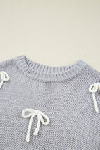 Sara Bowknot Applique Cap Sleeve Sweater