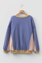 Alaina Waffle Patchwork Oversize Sweatshirt