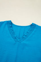 Clara V Neckline Crinkled Blouse