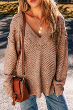Luciana Eyelet Drop Shoulder Sweater