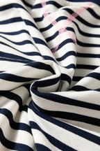 Blue Stripe Contrast Stitched Detail Color Block Patchwork Plus Size Sweatshirt