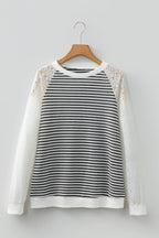 Taylor Hollowed Lace Patchwork Long Sleeve Top