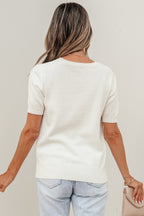 Regina Printed Short Sleeve Sweater
