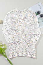 Ailany Confetti Rib Knit Long Sleeve Cardigan